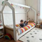 cama con casita montessori, cama evolutiva y reversible, muebles montessori, muebles infantiles, diseño montessori, irqichay, cama montessori, estructura de casita, casita montessori